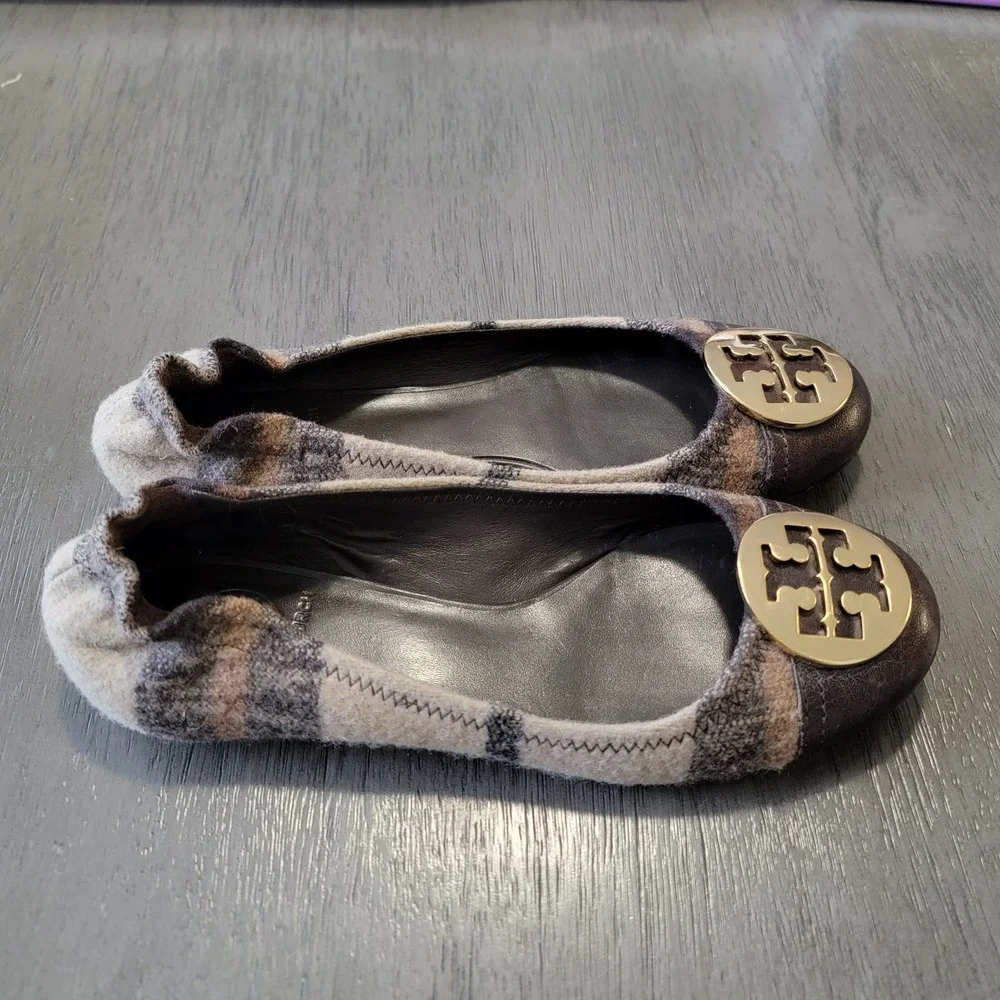 Tory Burch Serena Plaid Ballet Flat Shoe‎ Size 7